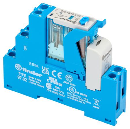 4C-02-9-048-0050SPA Finder, 48V dc DPDT Interface Relay Module, Screw Terminal , DIN Rail