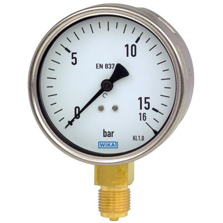 9062114 WIKA G 1/2 Bottom Entry Analogue Positive Pressure Gauge 600bar, , 0bar min.