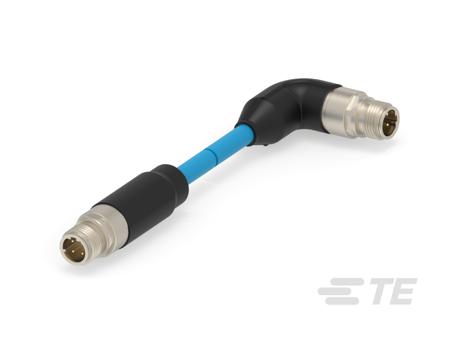 3-2322422-5 TE Connectivity Right Angle Male 4 way M12 to Straight Male 4 way M12 Sensor Actuator Cable, 18m
