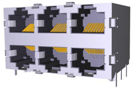 5569261-1 TE Connectivity 5569261, Cat5 8 Way Right Angle PCB Mount Shielded RJ45 Modular Jack Female