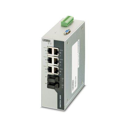 2891060 Phoenix Contact FL SWITCH 3006T-2FX SM Series DIN Rail Mount Industrial Ethernet Switch, 6 RJ45 Ports, 10/100Mbit/s