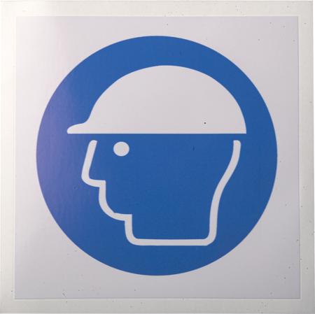 813-4476 RS Pro Vinyl Mandatory Head Protection Sign with Pictogram Only, 100 x 100mm