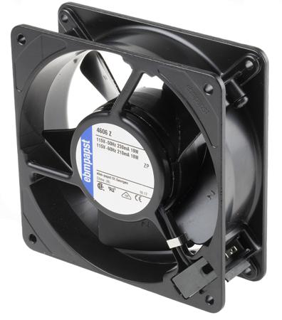 4606Z ebm-papst 4000 Z Series Axial Fan, 115 V ac, AC Operation, 180m³/h, 18W, 119 x 119 x 38mm
