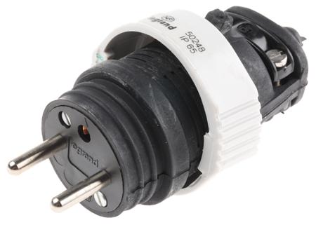 0 502 48 Legrand French Mains Plug, 16A Black, Cable Mount Rubber, 230 V