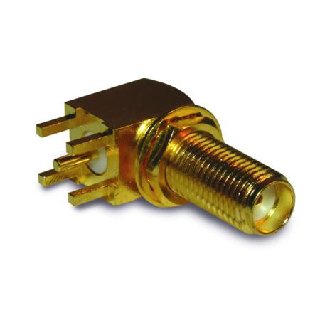 132203-12 Amphenol RF, Jack Bulkhead SMA Connector, Solder Termination, Right Angle Body