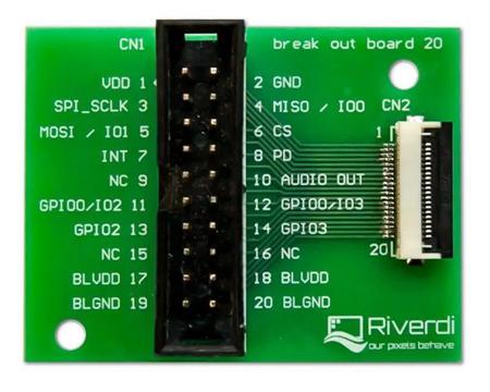 BREAK OUT BOARD 20 Riverdi  TFT LCD Colour Display
