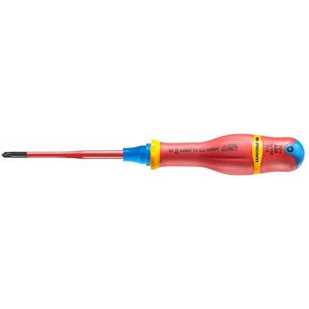 ATDB1X100TVE Facom Pozidriv Insulated Screwdriver, PZ1 Tip, 100 mm Blade, VDE/1000V, 210 mm Overall