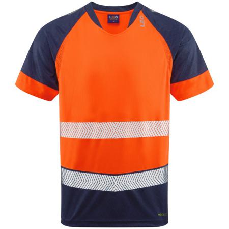 T16-O-NP-LEO-XL Leo Workwear FORDA Orange/Navy Men Hi Vis T-Shirt