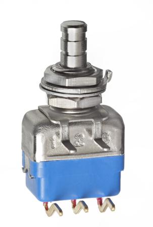 13435WA APEM 1300 Series Series Push Button Switch, On-(On), PCB, 6.35mm Cutout, SPST, 30V dc