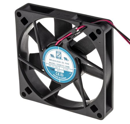 541-5003 RS PRO Axial Fan, 12 V dc, DC Operation, 39.1m³/h, 1.8W, 120mA Max, 80 x 80 x 15mm