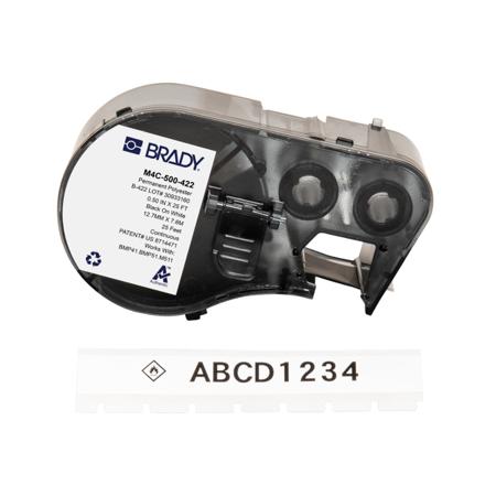 M4C-500-422 Brady B-422 on Black on White Label, 12.70 mm Width