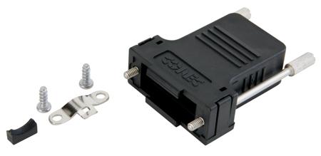 165X13469X CONEC 165X Series Plastic D Sub Backshell, 9 Way, Strain Relief