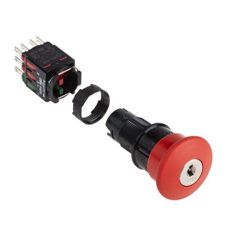 XB6AS9349B Schneider Electric Harmony, Red, Key Reset 30mm Mushroom Head Emergency Button