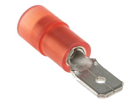267-4439 RS PRO Red Insulated Male Spade Connector, Double Crimp, 4.75 x 0.8mm Tab Size, 0.5mm² to 1.5mm²