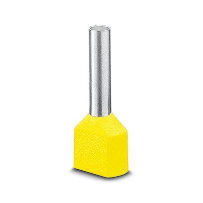 3201013 Phoenix Contact, AI-TWIN 2X 6 -14 YE Insulated Ferrule, 14mm Pin Length, 4.9mm Pin Diameter, Yellow