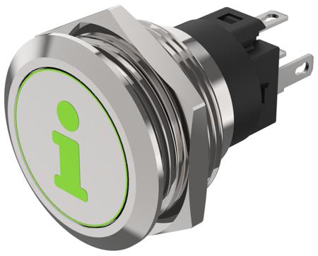 82-6151.1AA4.B004 EAO 82 Series Illuminated Illuminated Push Button Switch, Momentary, Panel Mount, 22.3mm Cutout, SPDT, Red/Green LED,