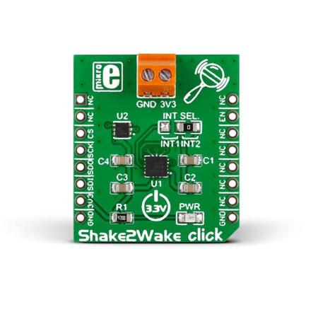 MIKROE-1942 MikroElektronika Shake2Wake Click Accelerometer Sensor Accelerometer for ADXL362, ADP195, MEMS