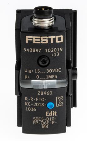 SDE5-D10-FP-Q6E-P-M8 Festo Pressure Switch, Push In 6 mm 0bar to 10 bar
