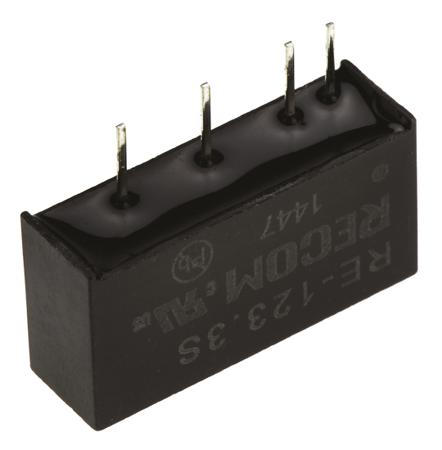 RE-123-3S Recom RE 1W Isolated DC-DC Converter Through Hole, Vin 10.8 → 13.2 V dc, Vout 3.3V dc