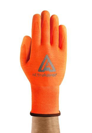 97013070 Ansell ActivArmr 97-013 Orange Cut Resistant Work Gloves, Size 7, Waterbased PU Coating