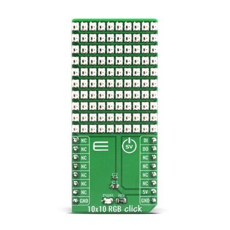 MIKROE-4115 MikroElektronika , 10x10 RGB Click LED Matrix LED Driver for WS2812 for Full Colour Module, LED Decorative