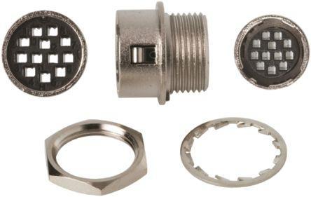 HR10G-10R-12S-71- Hirose HR10 Series, 12 Pole Panel Mount Micro Connector Socket, with Female Contacts