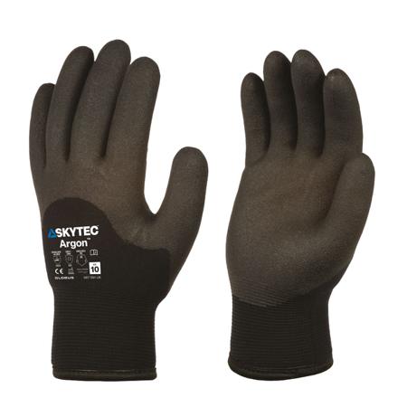 SKY081 Skytec Argon Black Nylon Cold Resistant Work Gloves, Size 7 - S, PVC Coating