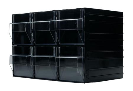 280-6419 RS PRO 6 Drawer Storage Unit, Polystyrene, 225mm x 338mm x 225mm, Black, Transparent