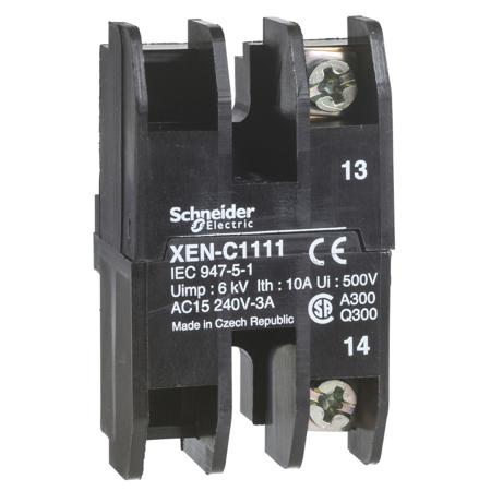 XENC2151 Schneider Electric Harmony Series Contact Block for Use with Push Button, 1 NC + 1 NO