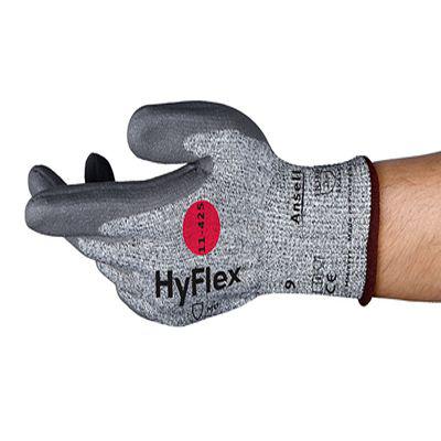 11425VP090 Ansell HyFlex 11-425 Grey Fibreglass, HPPE, Polyamide Abrasion Resistant, Cut Resistant Gloves, Size 9, Waterbased PU