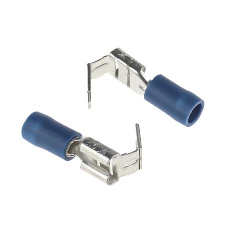 534-711 RS PRO Blue Insulated Female Spade Connector, Piggyback Terminal, 6.35 x 0.8mm Tab Size, 1.5mm² to 2.5mm²