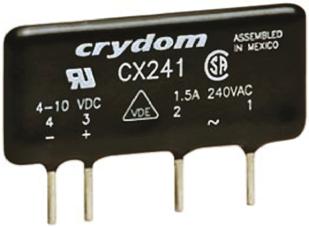 CX241 Sensata Crydom Solid State Relay, 1.5 A Load, PCB Mount, 280 V rms Load, 10 V dc Control