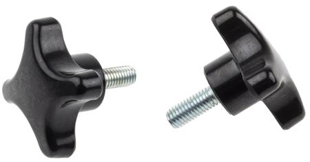686-632 RS PRO Black 4-Arm Clamping Knob, M8, Threaded Stud