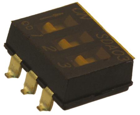 SDA03H0SBR C & K 3 Way Surface Mount DIP Switch SPST, Flush Actuator