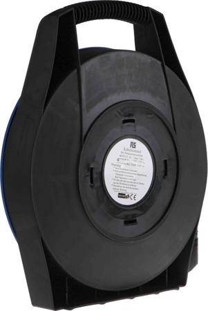 768-4444 10m Extension Reel Type F - German Schuko,4 Socket ,Unwound Current Rating 10A,230 V ac,Black, Blue