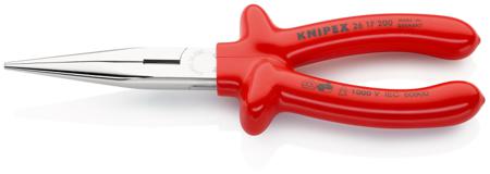 26 17 200 Knipex Nose pliers, 200 mm Overall, Straight Tip, VDE/1000V, 73mm Jaw