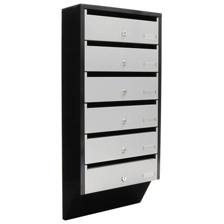 T06368 Silver/Black Mailbox, 824 mm x 385mm x 140 mm
