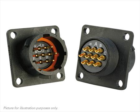 UTS012E10P Souriau Sunbank by Eaton Circular Connector, 10 Contacts, Flange, Standard Connector, Plug, Male, IP68, IP69K, UTS