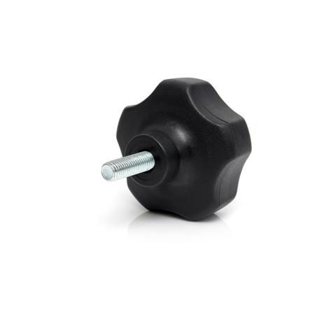 284-5556 RS PRO Black Thermoplastic Multiple Lobes Clamping Knob, M12 x 40, Threaded Mount