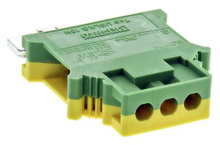 0443023 Phoenix Contact 2-Way USLKG 16 N Earth Terminal Block, 16mm², 12 → 4 AWG Wire, Screw Down, Polyamide Housing,