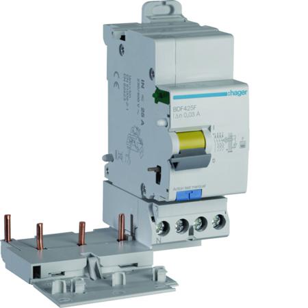 BDF425F Hager BDF RCCB, 25A, 3P+N Pole, 30mA, Type F