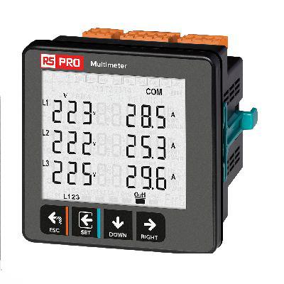 434-505 RS PRO LCD Digital Panel Multi-Function Meter for Apparent Power Minimum and Maximum Value;Current;Voltage;Current