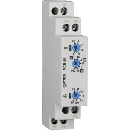 MCB-20 ENTES MCB Series DIN Rail Mount Timer Relay, 12 → 240V ac, 1-Contact, 0.1 sec → 100 hrs, SPDT