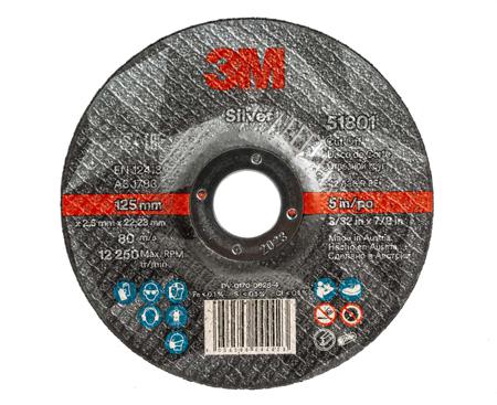 51801 3M T42 Silver Aluminium Oxide Cut-Off Wheel, 125mm Diameter, P60 Grit