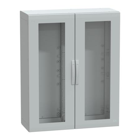 NSYPLA12104TG PanelSeT PLA Series Fibreglass Reinforced Polyester Double-Door-Door Floor Standing Enclosure, Glazed Door Door, IP65,
