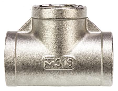 499-2997 RS Pro Stainless Steel Circular Tee 3/4in G(P) Female x 3/4in G(P) Female x 3/4 Female G(P) 2.36in