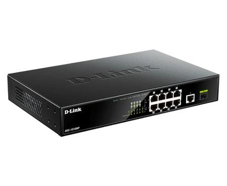 DGS-1010MP D-Link Desktop Gigabit PoE+ Switch with 1 x SFP port and 1 x Gigabit Uplink Port, Unmanaged 10 Port Network Switch With