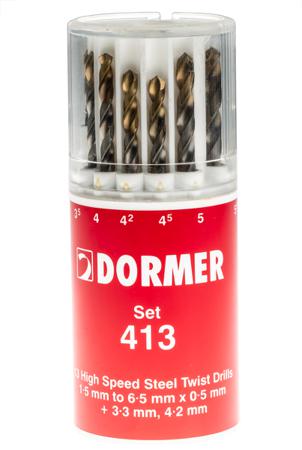 A094413 Dormer 13-Piece Twist Drill Bit Set for Multi-Material, 6.5mm Max, 1.5mm Min, HSS-TiN Bits