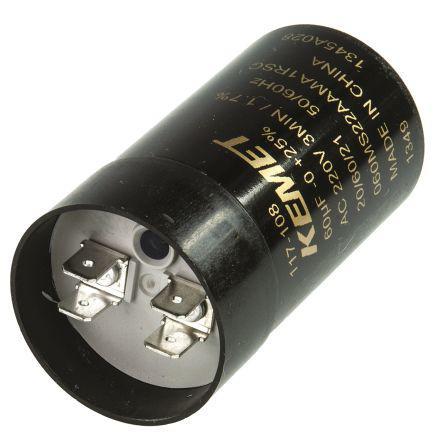 060MS22AAMA1RSC KEMET Aluminium Electrolytic Capacitor 60μF 220V ac 38mm Polycarbonate Case MS Series Aluminium Electrolytic