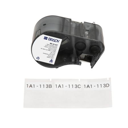 M5-32-427 Brady B-427 on Black on White, Transparent Label, 38.10 mm Width, 38.10mm Label Width